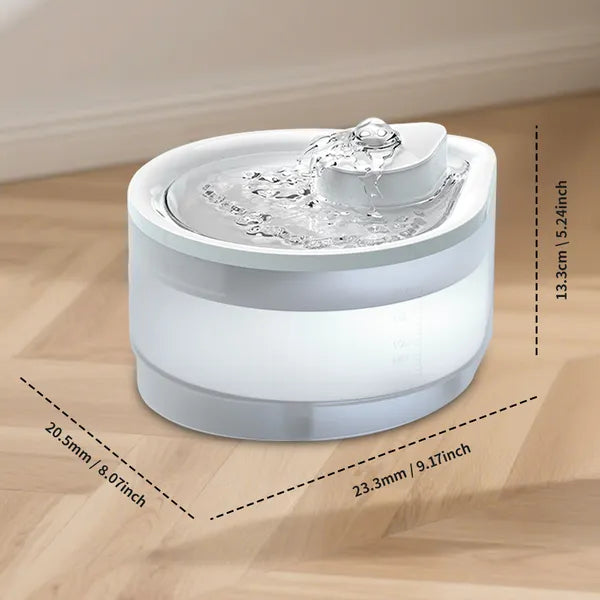 PurrFlow Pro 2.5L cat drinking water fountain with LED low-water indicator