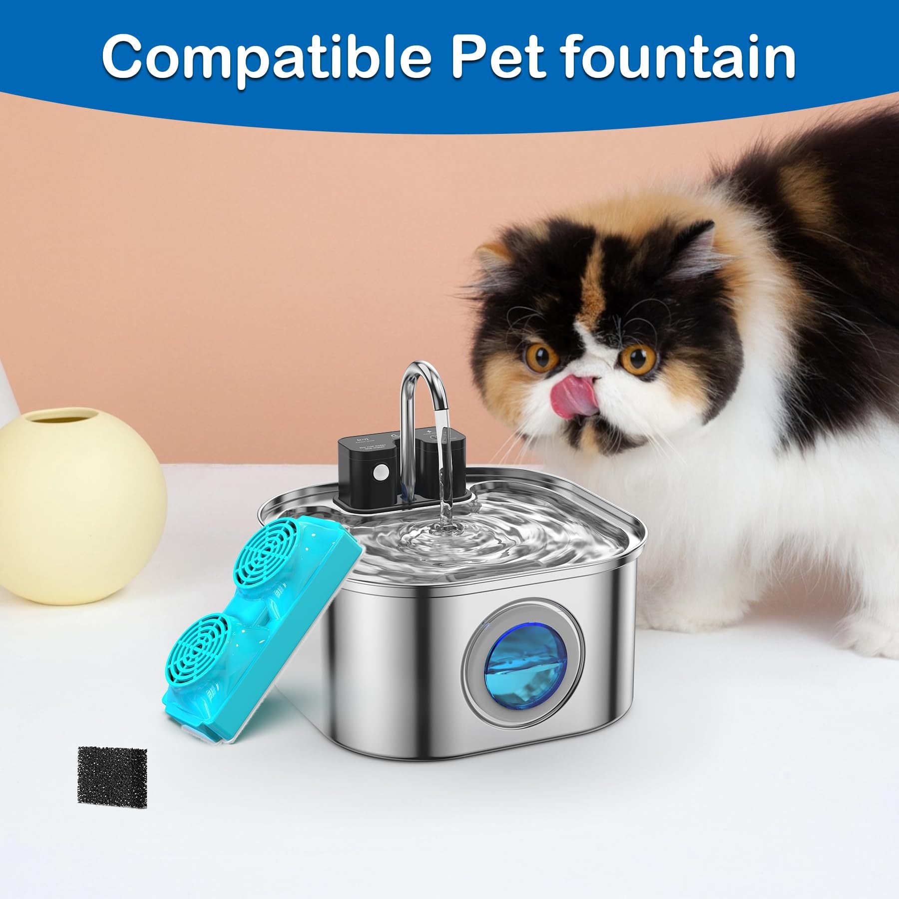 PurrFlow cat water fountain replacement filters 3-pack